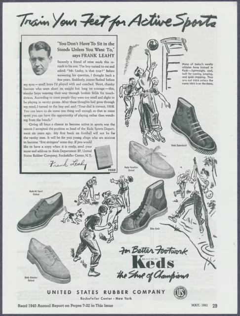 Keds Athletic Shoes Hightop Sneakers Oxfords Vintage Magazine Print Ad 1941