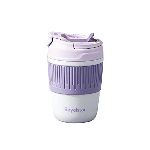 Coffee Mug Travel Tumbler with Lid and Straw Reusable Thermos 15oz Vacu...