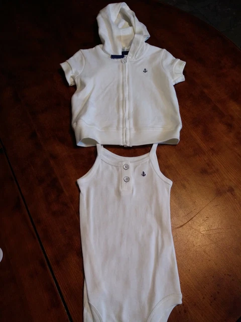 UNISEX Set 2pcs hoddie jacket-snap diaper shirt  Spring Easter CARTERS white 9M