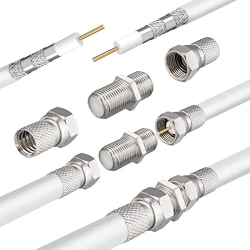 HB-DIGITAL Lot de 10 fiches F 7 mm écrou étroit + 5 connecteurs F femelle/fem...