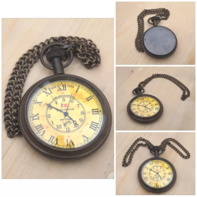 Nautical Vintage American Elgin Look Collectible Antique 2" Brass Pocket Watch
