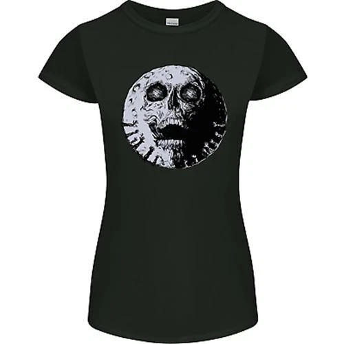 T-shirt biker Skull Moon gothic Halloween zombie donna taglio petite
