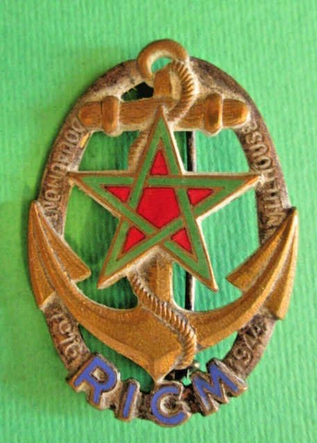 Plaque / Insigne Bronze RICM - Régiment D'Infanterie Coloniale Du Maroc - Militaire Français - Occasion