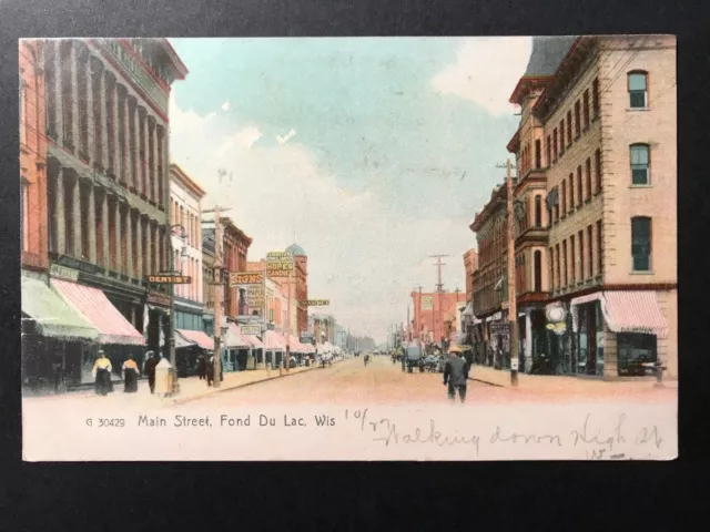 Postcard Fond Du Lac WI - c1900s View of Main Street