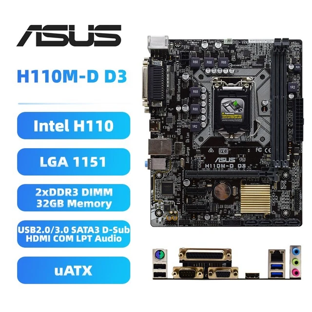 ASUS H110M-D D3 Motherboard uATX Intel H110 LGA1151 DDR3 SATA3 HDMI D ...