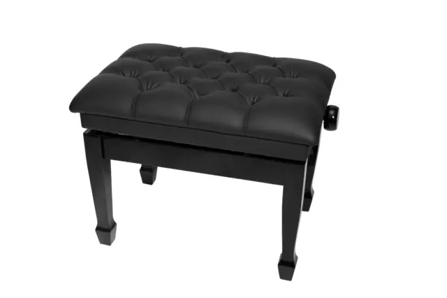 Crown Deluxe Tufted Hydraulic Height Adjustable Piano Stool (Black)