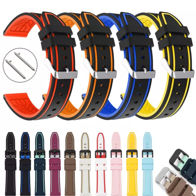 Rubber Watch Strap Bracelet Sport Silicone Wrist Band Replacement 20 22 24 26mm