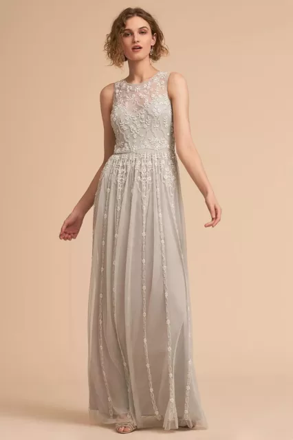 NWOT BHLDN Eliza Dress Wedding Gown Maxi Embellished Floral Beading US Size 0