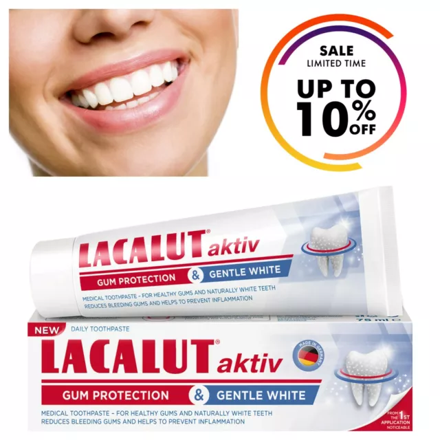 Lacalut Aktiv Daily Medical Toothpaste Gentle White Stop Bleeding Gums 75ml