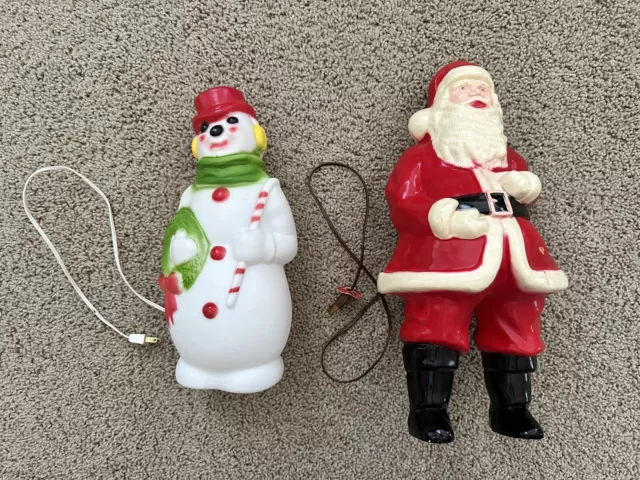 Lot Vintage 1968 Empire 13" Christmas Blow Mold Snowman & Union Prod Santa Claus