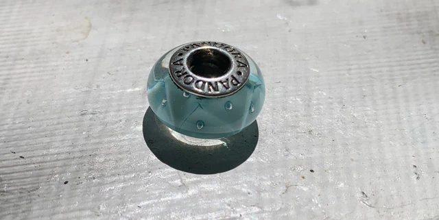 Authentic Pandora Sterling Silver GLASS Turquoise Murano Charm #790924