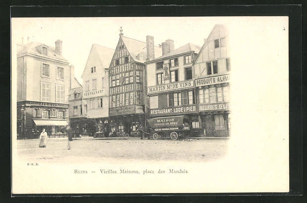 CPA Reims, Vieilles Maisons, place des Marchès