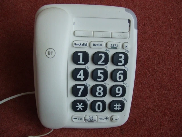 BT big button 200 corded telephone white