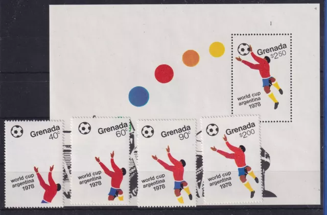 Grenada 1978 Fußball-WM Mi.-Nr. 931-934 und Block 77 postfrisch **