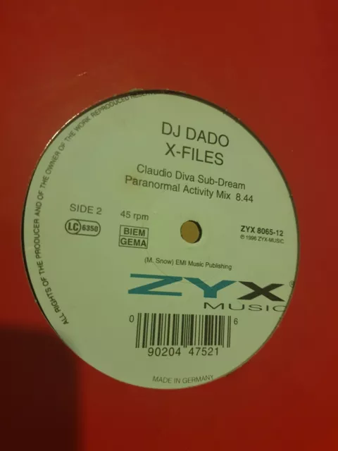 DJ Dado x files 12 inch vinyl Dance Record 2
