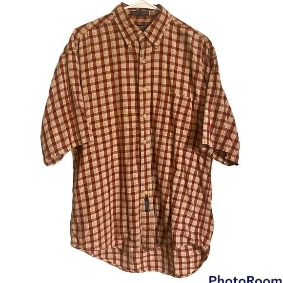 BD Baggies Vintage Red Short Sleeve Plaid Collared Button Down Men’s Medium