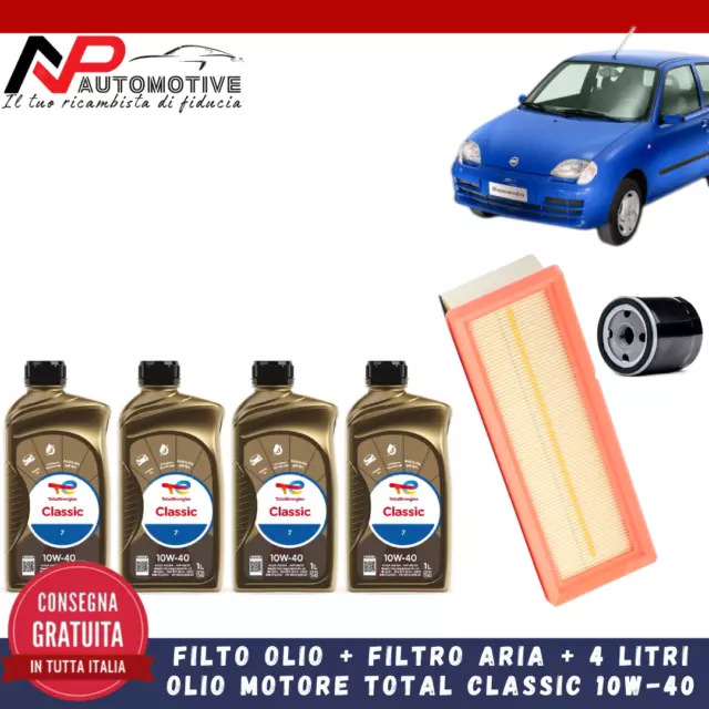 Kit tagliando Fiat 600 Seicento 1100 1.1 FILTRI +4litri olio TOTAL CLASSIC 10W40