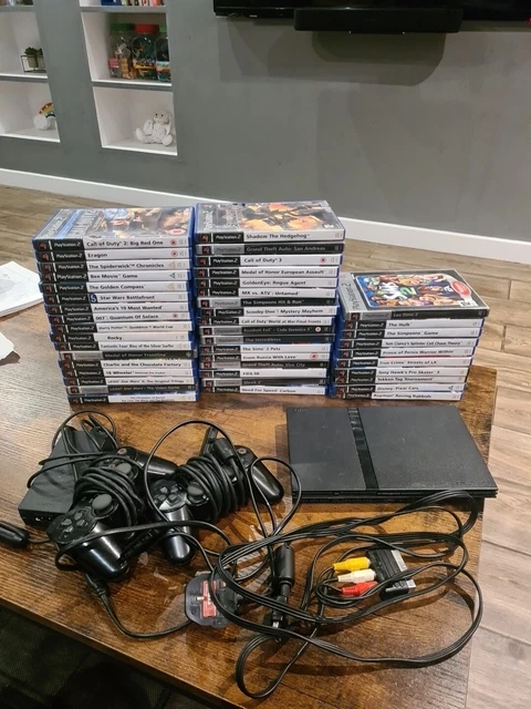 SONY PLAYSTATION 2 PS2 Slim Console Bundle PAL SCPH-70003 2xControllers ...
