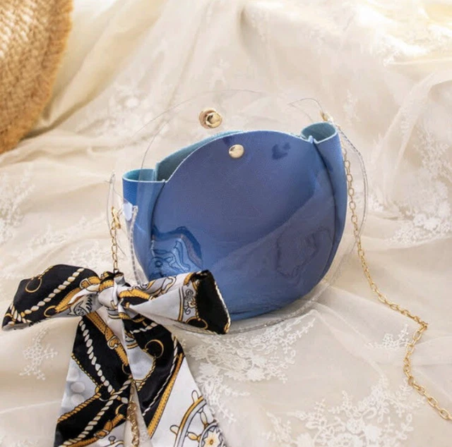(NO SECRETS) Transparent Fashion Crossbody bag With Inner Pouch & Scarf