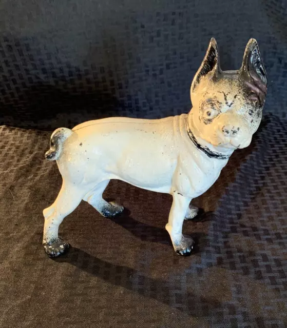 Antique Vintage Hubley Boston Terrier Large Cast Iron Dog Door Stop Doorstop