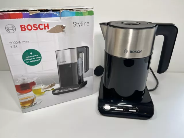 Bosch Styline Kettle Cordless TWK8633GB Variable Temperature 1.5L 3000W Black