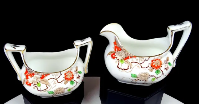 Ab Jones & Sons Grafton China #5421 Art Deco Style 3 1/2" Creamer & Sugar 1930-