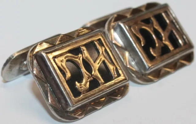 A0661 🅿 800er Silber & 333 Gold Manschettenknöpfe HG Monogramm Antikschmuck 2