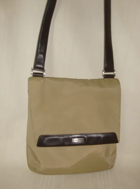 TUMI Tan Nylon With Brown Leather Detail Crossbody Messenger Bag