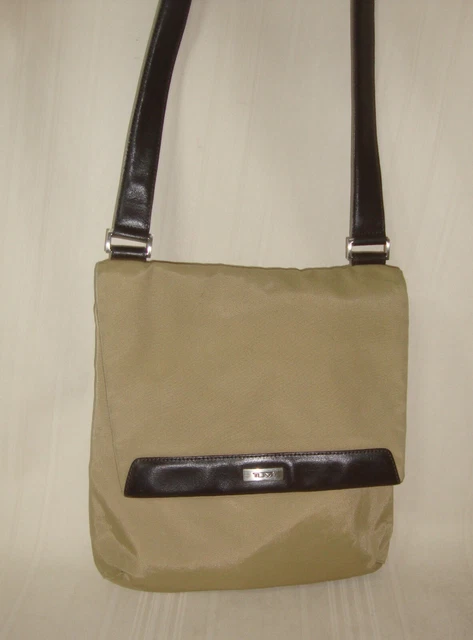 TUMI Tan Nylon With Brown Leather Detail Crossbody Messenger Bag