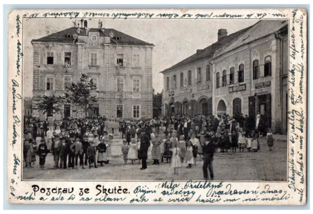 Pardubice Czech Republic Postcard Greetings From Skutec c1905 Posted Antique