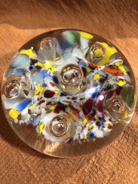 Boule décorative cristal millefiori Clichy Murano fleurs XXème siècle