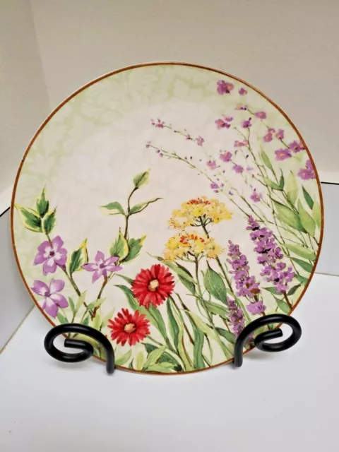 Pier 1 Imports Botanical Garden Luncheon/Salad Plate 9" Floral Leaves Spring