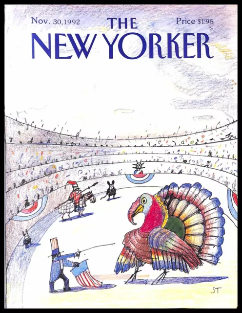 1992 The New Yorker Magazine COVER Thanksgiving Turkey Saul Steinberg Art