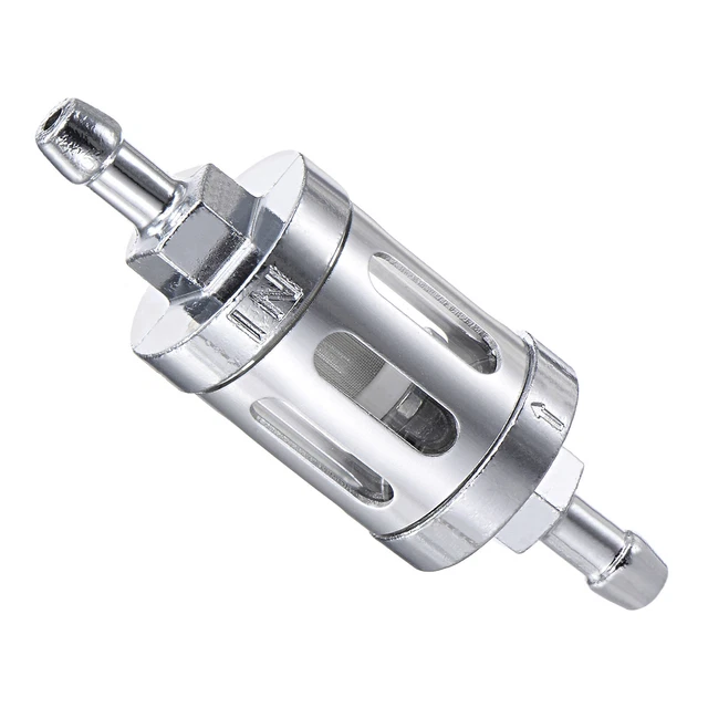 Universal Motorcycle Petrol Gas Fuel Gasoline Oil Filter, Silver Tone