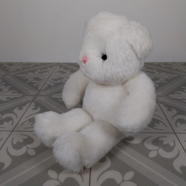 VINTAGE RUSS BERRIE Teddy Bear Plush Soft Toy NSPCC 1990 White Pink ...