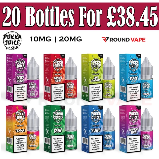 Pukka Juice Nic Salt 10ml E Liquid 10mg 20mg 50VG/50PG | Pack of 20 Bottles