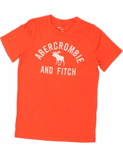 ABERCROMBIE & FITCH T-shirt grafica ragazzi 11-12 anni cotone arancione BD72