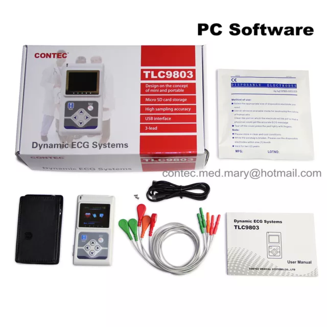 TLC9803 Dynamisches 24 Stunden Holter EKG System 3 Kanal EKG Recorder  Software