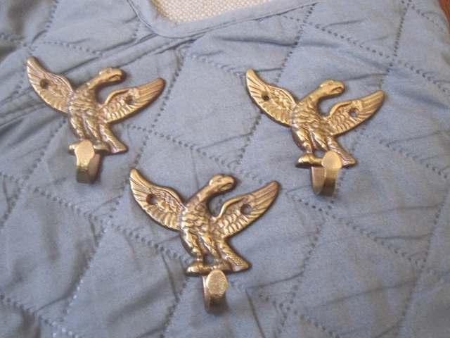 Vintage Brass American Eagle  Hook Coat Hanger  2 1/2 x 2 1/2