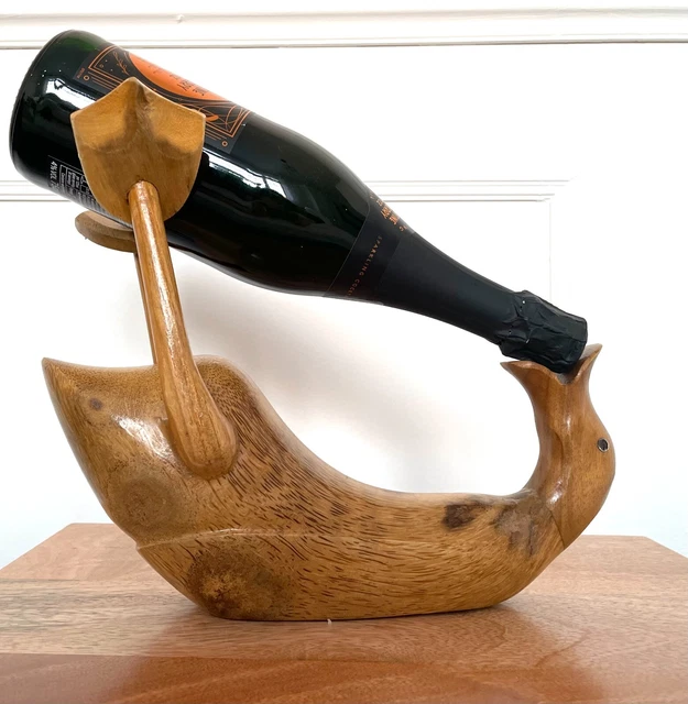 DRUNKEN DUCK WINE Champagne Single Bottle Holder Rustic Wood Novelty Fun 26.99 PicClick UK