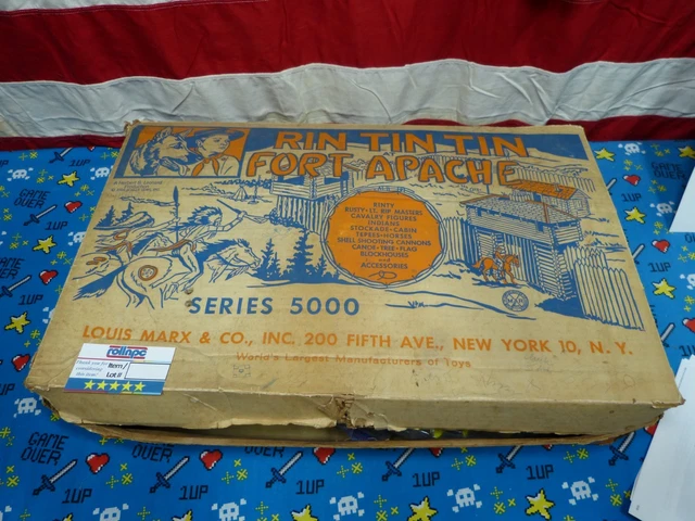 1950'S RIN TIN Tin Fort Apache Marx Playset Series 5000 Fort Cabin Huge ...