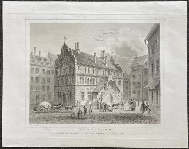 Hôtel de ville de Mulhouse Alsace c 1860 France Europe 2