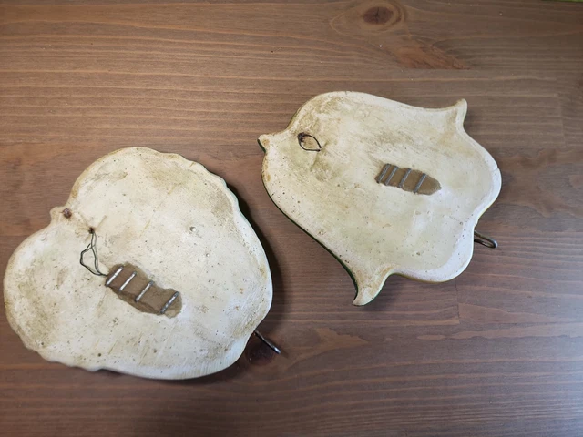 VTG 1970s Miller Studios Anthropomorphic Chalk Ware Apple & Pear Faces w/Hooks 10