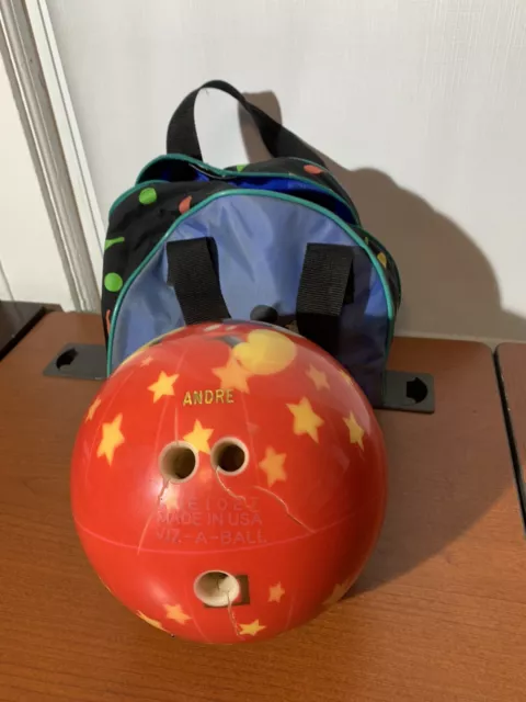 Disney Mickey Mouse Bowling Ball 7 lbs. Brunswick Viz-A & Bag BALL NEEDS REPAIR!