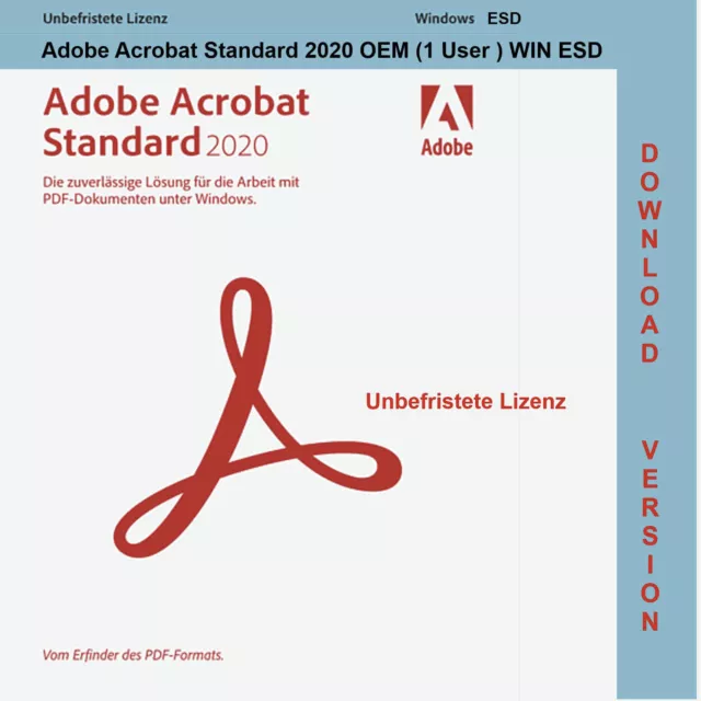 Adobe Acrobat Standard 2020 OEM  ✔ Windows ✔ ESD ✔ Deutsch  ✔ E-Mail Versand ✔