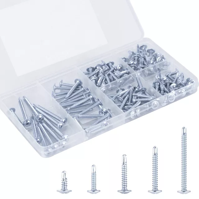 Kit surtido de tornillos de golpeteo automático, tornillos de chapa metálica para madera metálica y...