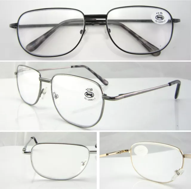 L42 Reading Glasses/Spring Hinges/Simple Style & Large Metal Frame/Easy To Read*