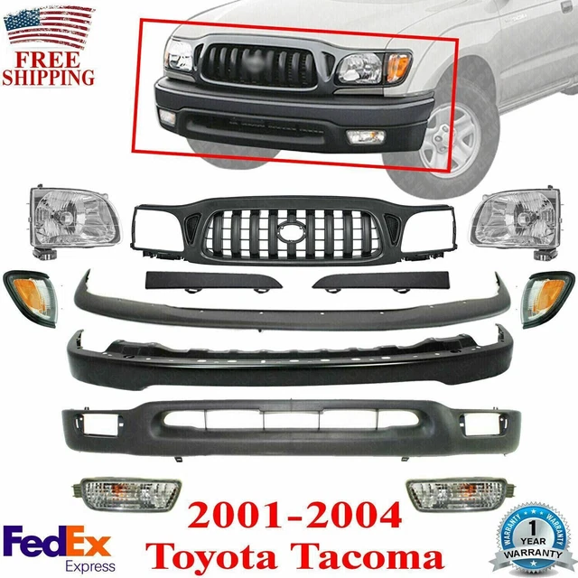 Front Grille For 2001-2004 Toyota Tacoma (Without S-Runner Package) - Chrome Trim, Black, Direct Replacement