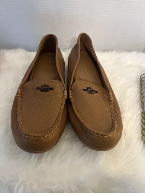 Coach Mary Lock Up Brown Leather Loafers Sz  8.5 New Without Box