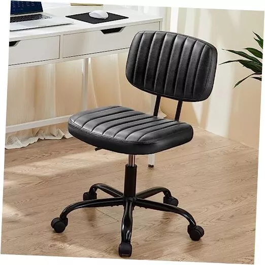 Small Office Desk Chair with Wheels Armless Comfy Computer Night Black Casual